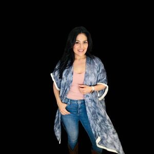 Aurora B Boutique Makana Tie Dye Kimono Cover Up Fringe One Size NWT